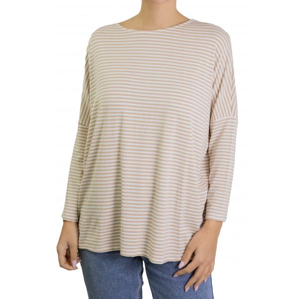 maglia a righe con scollo a barca 